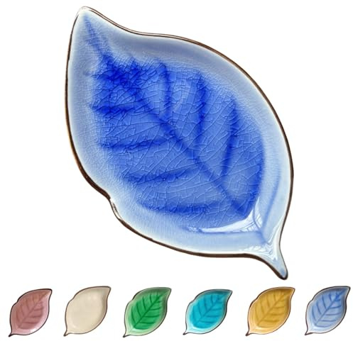 Poggiamestolo in ceramica per piano cottura e bancone da cucina, supporto per cucchiaio da cucina, grazioso poggiamestolo per utensili, spatola, pinze, mestolo, foglia smaltata, accessori da cucina 1