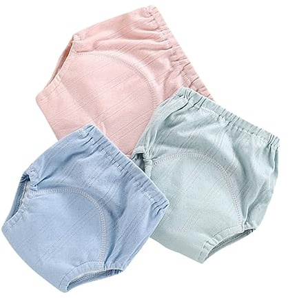 ibasenice 3 Stück-pack Trainingshose für Babys aus 4-lagiger Baumwolle und Tpu Pflegeleicht für Outdoor Aktivitäten und Töpfchentraining Zufällige Farbe