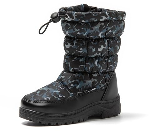 JOMIX Bottes de Neige Enfant Fermeture éclair Bottines Fourrure Fille Garçon Chaussures d'hiver pour Enfants Chaude Antidérapante (Noir, 32 EU)