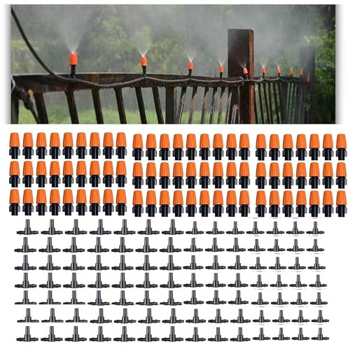 100 Stück Micro Spray Bewässerungstropfer mit einstellbarem Durchfluss, Verstellbarer Sprinkler für den Garten, Micro Drip BewäSserungssprinkler