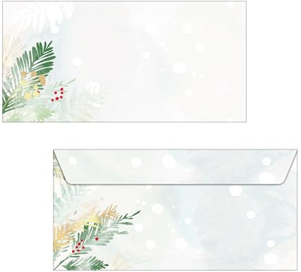 SIGEL Weihnachts Briefumschläge Christmas Forest Watercolor 50 Stück | DU481, Aquarellmotiv auf nachhaltigem Papier mit Gummierung