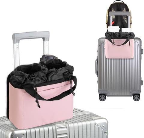 Bagagekopphållare för resväskor befriande hand bärbar hopfällbar dryckesbärare passar resväska handtag universella bagagetillbehör för flygvärdinnor, affärsresenärer (rosa)
