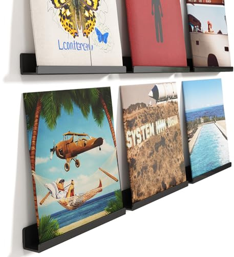 Lifewit 6 Pack Wandregal Schmal, 30,4cm Kunststoff Schweberegal, Schwarz | Hängeregal für Schallplatten Bilder Kosmetik Bücher Figuren, Wandhalterung Vinyl Halter Deko für Schlafzimmer Kinderzimmer