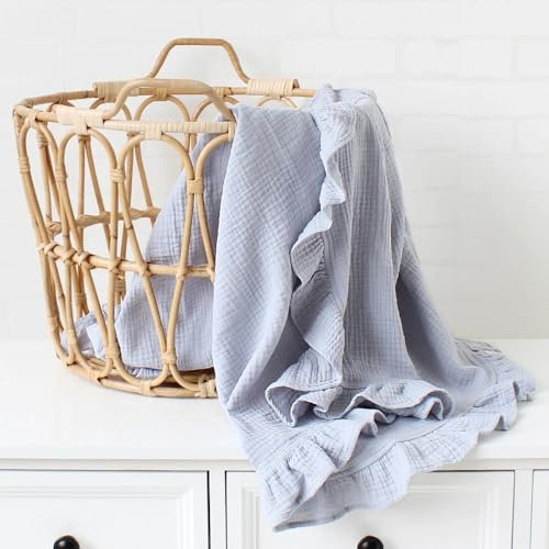 REEG Personalisierte Babydecke/bestickte gestrickte Babydecke/weiche, individuelle Baby-/Babydecke für Neugeborene, personalisierbar (Blau, Name bestickt)