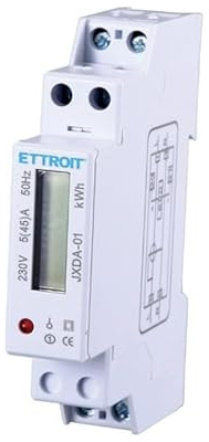 ETTROIT - CONTATORE ENERGIA ELETTRICA MONOFASE SU GUIDA DIN PER USO DOMESTICO 1 MODULO AC 220V 5(45) A