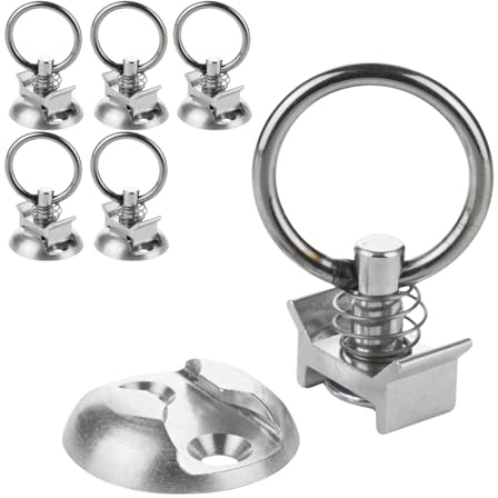 Safetytex Single Endbeschlag 20 mm für Airlineschiene mit Zurpunkt 6 Stück | Zurrplatte, Haltepunkt, sichere Befestigung, Ladungssicherung, Zurrschiene, verzinkter Stahl, langlebig