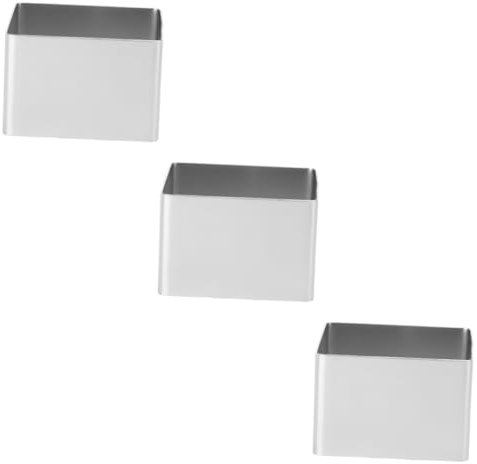 CORHAD 3pcs Stainless Steel Square Mousse Ring Cake Moulds for Baking Pastry Ring DIY Baking Tool 4 Inch