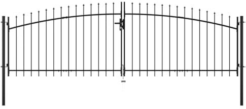 LAPOOH Doppelflügel-Gartentor mit Speerspitzen 400×175 cm, Gartentor, Gartentür, Gartentüren, Tor Garten, Gartentüren, Garten Tore, Flügeltore - 145739