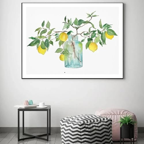 RDRDtbtr Abstraktes Obst-Poster und Kunstdruck Leinwandgemälde Zitronenbaum Leinwand-Wand Bilder Bilder für Küche Wohnzimmer Inneneinrichtung Heimdekoration 50 x 70 cm ungerahmt