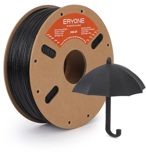ERYONE Glass Fiber ASA Filament 1.75mm +/- 0.03mm, 3D Printing Filament ASA, 1kg (2.2 lbs)/Spool, Black