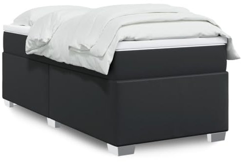 qohoio Boxspringbett mit Matratze Schwarz 90x190 cm KunstLED Bett Boxspringbett Bett Mit Matratze Polsterbett Schlafzimmer MöBeler - 3285189
