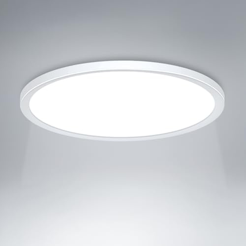 JONMONSM Ultradünne LED Deckenlampe, 25W Badlampe Rund Flach Deckenleuchte | 6000K 3900LM Modern Schlicht Lampe Dünn für Wohnzimmer Badezimmer Schlafzimmer Küche Balkon Keller Büro, 300 * 16mm