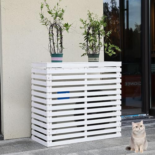 DMMFTERL Zaunelemente für den Außenbereich, 3-Platten-Holzzaun für den Hof, Terrassengitterelemente für den Außenbereich, freistehender Zaun ohne Graben, zum Verstecken von Außenklimaanlage