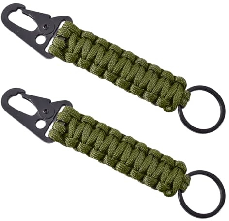COYUN 2 Pièces Porte-clés Paracord - Mousqueton personnalisé Pour moto, voiture, camping, randonnée, hommes, femmes, enfants-vert