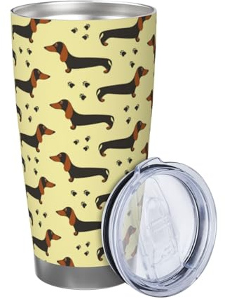 Xinvast Dog Dachshund Coffee Tumbler Vacuum Insulated Water Bottle Stainless Steel Insulated Travel Mug for Women Dog Lovers 20 Oz