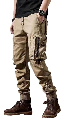 MOKBAY Pantalone Cargo Uomo Elasticizzati Pantalone da Lavoro con Tasche Baggy Pantaloni per Casual Militari