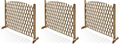 VERDELOOK Griglia Flexy, grigliato in legno estensibile fino a 120cm e alta 150cm ciliegio, Marrone (Confezione da 3)
