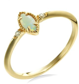 Wycian Bague Bleu Clair, Moissanite Bague de Fiançailles Or Jaune 14 Carats Taille Blanc Forme Marquise Opale pour Femme Mariage