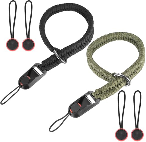 zrfgbxim 2 Pcs Camera Wrist Strap with Quick Release Buckle(4pcs), Quick Release Paracord Rope Camera Hand Straps, Adjustable D Rings Safety Straps for DSLR or Mirrorless Cameras