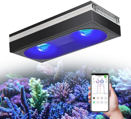 PopBloom RL180 WiFi Meerwasser LED Lampe, 180W Aquarienbeleuchtung für SPS LPS Korallen sowie Meerwasser-Aquarien 60-80CM (Mit Hängeset)