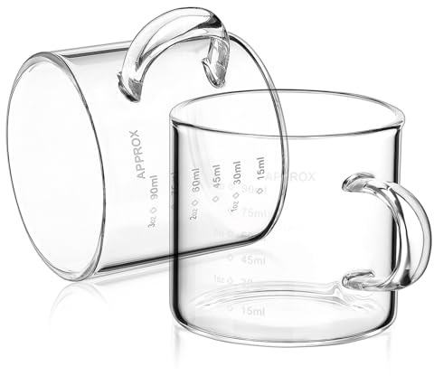 STOBAZA 2piezas Tazas De Expreso Taza Medidora De Vidrio Pequeña Para Café Leche Jarra Para Leche Para Preparar Espresso Casa