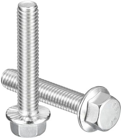 Unifizz 10 bulloni a testa esagonale flangiata da 3/8-16 x 5,1 cm, viti esagonali flangiate in acciaio inossidabile 304, viti esagonali flangiate di grado 5.8, per macchinari e elettrodomestici