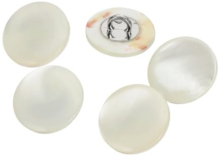 QUARKZMAN 5 Stück Natürliche Muschelknöpfe, 15mm Knöpfe Beige/Silber | Perlmuttknöpfe Gewölbte Muschelknöpfe für Hemdennähen DIY Bastelarbeiten Dekoration