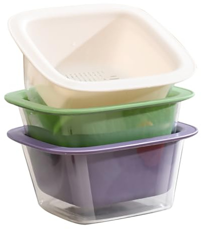 IWOWHERO 3 pezzi Ciotole Scolapasta Doppio per Lavaggio e Drenaggio Frutta e Ortaggi Contenitore Rimovibile per Cucina Versatile Resistente e Facile da Pulire
