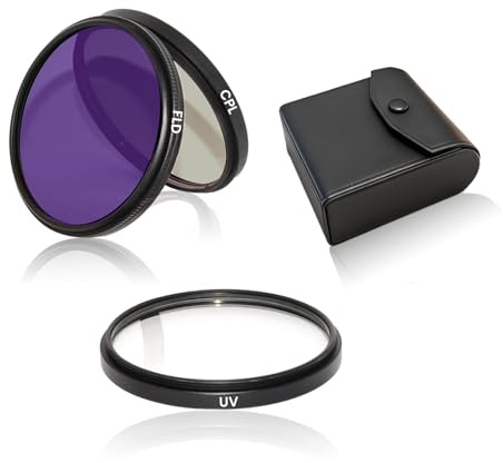 Juego de 3 filtros de cámara UV-CPL-FLD de 72 mm, kit de filtro universal de lente multicapa con bloqueo UV + polarización circular + filtro fluorescente FLD con funda protectora de almacenamiento