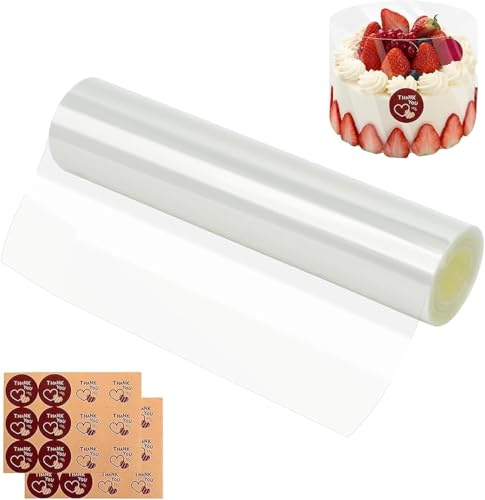 NCZCDZSW Pellicola per bordi per torte riutilizzabili, trasparente, 20 cm di altezza x 5 m, in plastica per torte, cioccolato, mousse e torte
