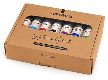 Welcome Pack Perfumes Artero. Incluye las 7 Fragancias de 15 ml. Baby, Classic, Fresh, Detox, Tierra, Impact y Violet