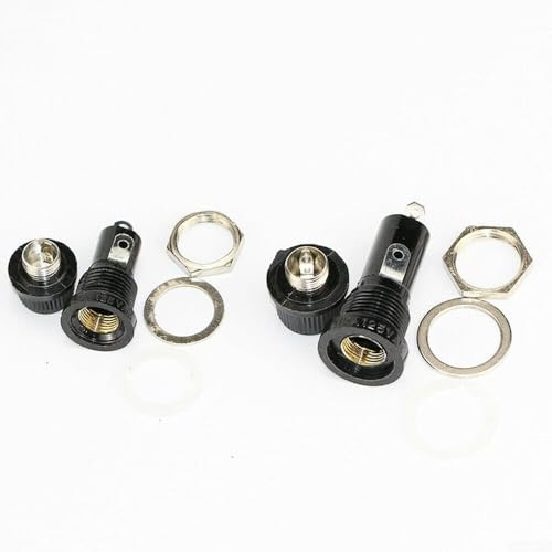 Chassis-Sicherungshalter für 5 x 20 mm und 6 x 30 mm Glassicherungen, 10 A, 250 V, 15 A, 125 V, Lötanschluss, Schwarz und Gold, 2 Stück