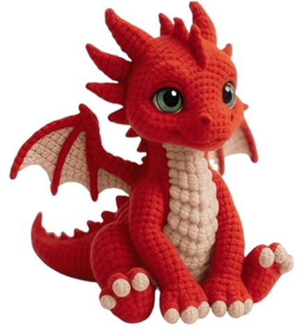 Aodejoy Drachen Häkelset für Anfänger Erwachsene, Häkelnadel Set für Anfänger, Anfänger-Strickset mit Schritt-für-Schritt-Anleitungen, Drachen Tiere Crochet Set für Geschenk Häkel Set-Rot