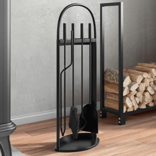 sephironlbb Juego de 5 utensilios para chimenea de acero, 23 x 15 x 66 cm, con pinzas para chimenea, atizador y pala para cenizas para estufa de leña, estufa de azulejos, brasero y barbacoa, para