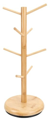 Zunate Porte-tasse Rotatif à 360 °, Arbre à 8 Crochets, Support Décoratif pour Tasses à café, Organisateur de Tasses avec Construction en Bambou, Base Stable et Antidérapante pour la Cuisine de la