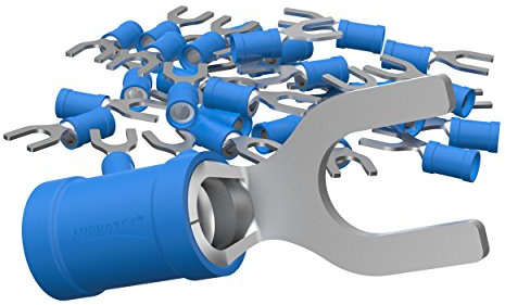AUPROTEC 100x Connettore a Forcella 1,5-2,5 mm² blu foro Ø M3,5 SV Capicorda Preisolati PVC Connettori a Forchetta Rame Stagnato Terminali Crimp per Cavi Fili Elettrici