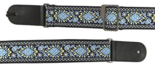 Spartan Music Classical/Acoustic/Bass/Electric Guitar Strap Patterned Design - Leather & Cotton