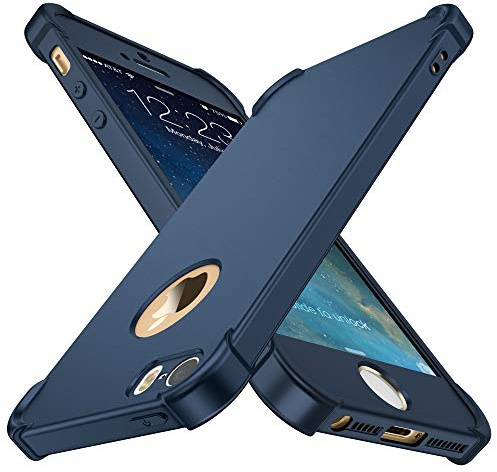 ORETECH for iPhone 5 Case 4, Shockproof Slim, Screen Protector, Blue | 15ft Military Grade Drop, Camera Lens Guard, 360 Silicone Rubber Bumper
