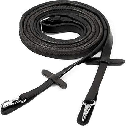 Schockemohle Neo Line Gummierte Zügel mit Clip, schwarz/Silber, Full (WB)