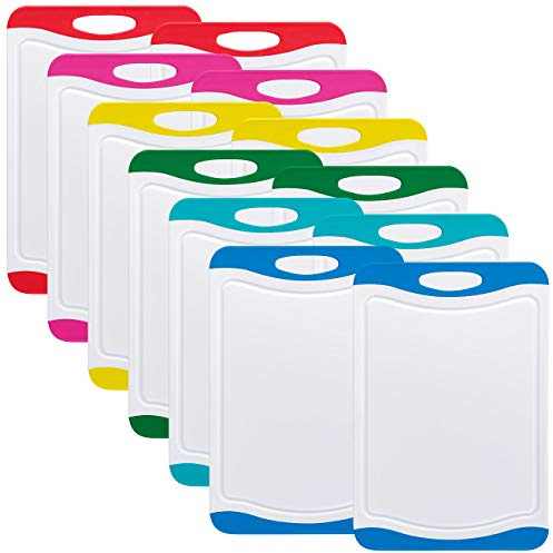 Rosenstein & Söhne Frühstücksbrettchen-Sets: 12er-Set Schneidebretter in 6 Farben, antibakteriell, je 29 x 20 cm (Hygienisches Schneidebrett, Frühstücksbrettchen Kunststoff, Farbe)