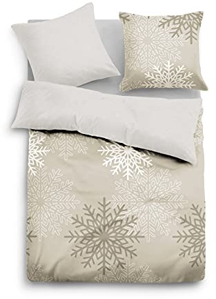 TOM TAILOR 0847643 Bettwäsche Garnitur mit Kopfkissenbezug Melange-Flanell 1x 155x220 cm + 1x 80x80 cm, sand