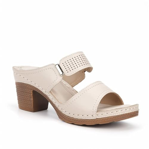Womens Block Heel Sandals Fashion Open Toe Buckle Strap Platform Ladies Chunky Heeled Mule Sandal 7cm Size 3.5-9 UK