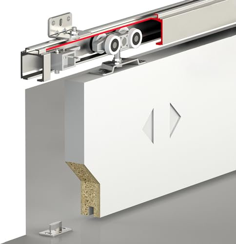 DecorAndDecor Top Hung Sliding Door Track System Kit – Heavy Duty 120KG Capacity – 1.2m Kit for Single Door – Durable and Smooth Sliding Design for Homes and Offices