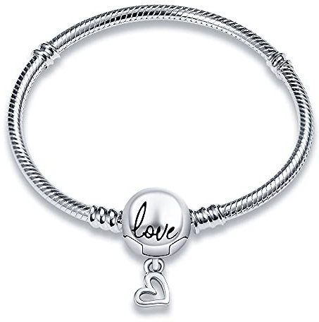 TINSLO Damen Armband 925 Sterling Silber, Armbänder mit Herz Verschluss Moments Schlangen Gliederarmband Armkette Valentinstag Muttertag Geburtstags Weihnachten Geschenk für Frauen Freundin Mama