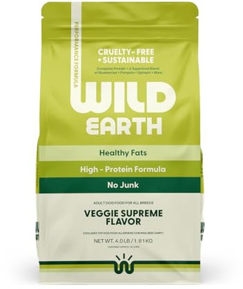 Wild Earth Vegan Dry Dog Food Performance Formula | Plant-Based Vegetarian Kibble | Wheat-Free, Allergen-Free, Veterinarian-Developed | Veggie Chick'n Kabob Flavor, 4lb Bag