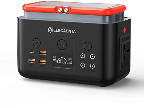ELECAENTA Portable Power Station, 200Wh LiFePO4 Battery 6x Lifespan, AC200W (Peak 400W) Pure Sine Wave, Ultra-Light 2KG, Solar Generator for Outdoor Camping RVs Home Use