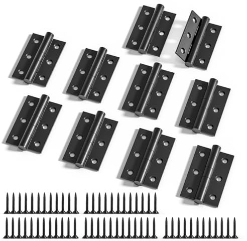 Bwintech Lot de 5 paires de charnières de porte intérieure ignifugées en acier noir mat, coins carrés, charnières à roulement à billes pour bâtiments résidentiels et commerciaux 75 x 50 x 2 mm