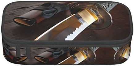 Faduni Lustiges Corgi Butt Brown Große Kapazität Federmäppchen Beutel Halter Stifteetui Schulbedarf Geschenk für Mittelschule Studenten Mädchen Junge Erwachsene Teenager, Japanisches Samurai-Schwert.,