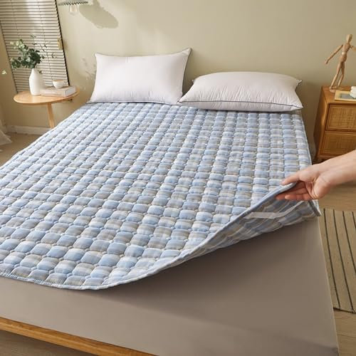 HAIBA Matratzenauflage 200x220cm Bedding Gesteppte Gurt Matratzenauflage Mikrofaser Füllen Matratzentopper, Atmungsaktiv Matratzenauflage Matratzenbezug Praktisch Langlebig Matratzenschutz bettlaken