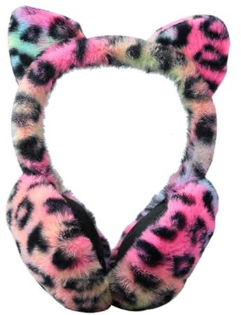 Reyox Damen Mädchen Plüsch Ohrenwärmer Faltbare Warme Earmuffs Winter Ohrenschützer Leopard 3